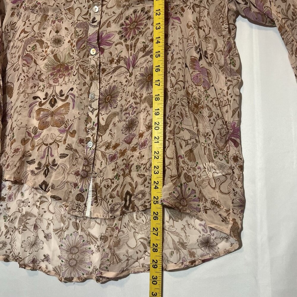 Love Kyla Anthropologie Top Blouse Small Size Floral Semi Sheer Butterfly Hen - Picture 6 of 12